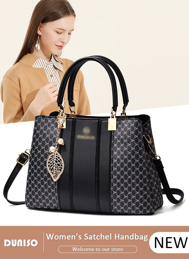 DUNISO Crossbody Purses And Handbags For Women,Large Capacity Pu Leather Tote With Top Handle, Printed And Color Matching Satchel With Zipper,Shoulder Bags For Travel And Daily Life  - Image 1