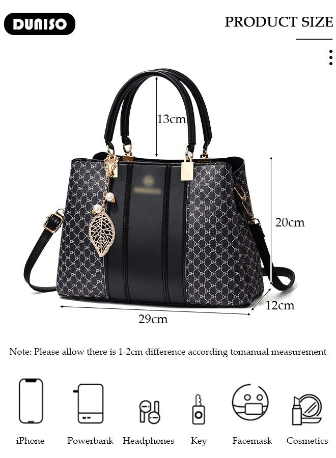 DUNISO Crossbody Purses And Handbags For Women,Large Capacity Pu Leather Tote With Top Handle, Printed And Color Matching Satchel With Zipper,Shoulder Bags For Travel And Daily Life  - Image 4