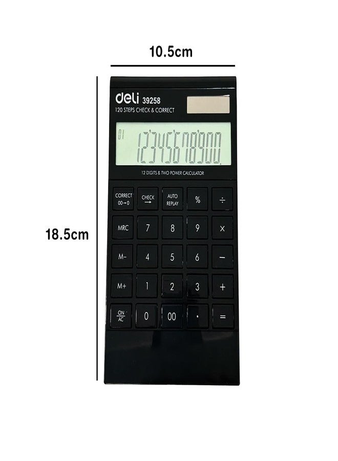 Deli W39258 12 Digit Big Size Financial Calculator with 120 Steps Check and Auto Correct Option | 3 Years Warranty Black - Image 3
