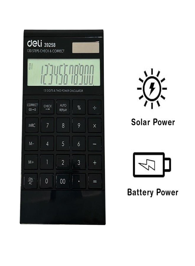 Deli W39258 12 Digit Big Size Financial Calculator with 120 Steps Check and Auto Correct Option | 3 Years Warranty Black - Image 5