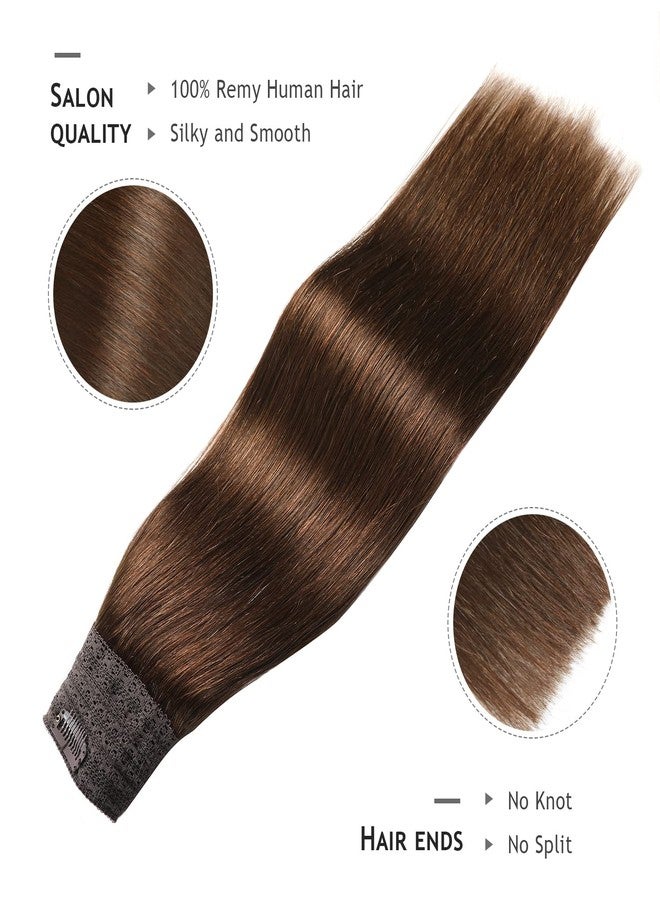 YILITE Human Hair Extensions Wire Hair Chocolate Brown,12 Inch #4 Hairpiece Remy Human Hair Extensions,70g Wire Hair Extensions by YILITE（12inch 70g Chocolate Brown） - Image 2