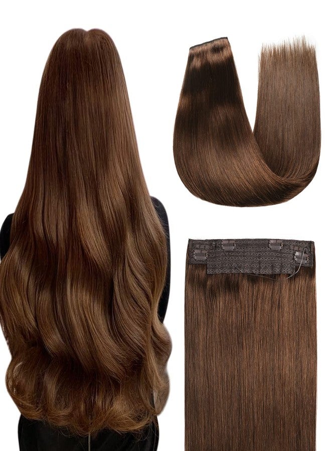 YILITE Human Hair Extensions Wire Hair Chocolate Brown,12 Inch #4 Hairpiece Remy Human Hair Extensions,70g Wire Hair Extensions by YILITE（12inch 70g Chocolate Brown） - Image 1