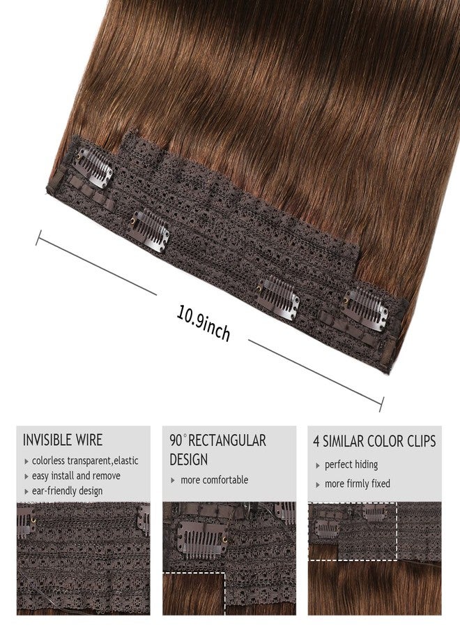 YILITE Human Hair Extensions Wire Hair Chocolate Brown,12 Inch #4 Hairpiece Remy Human Hair Extensions,70g Wire Hair Extensions by YILITE（12inch 70g Chocolate Brown） - Image 4