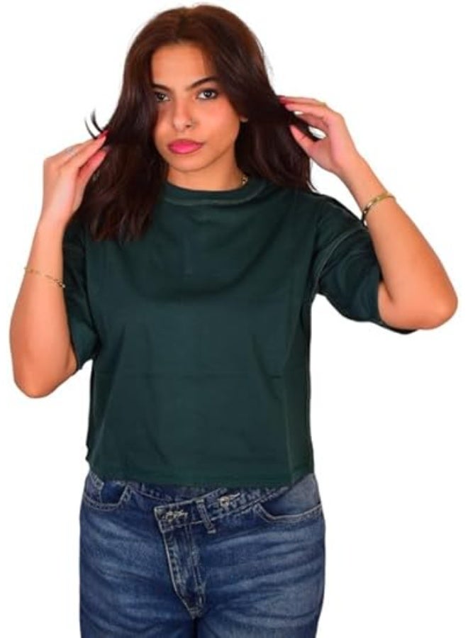 Mosca Women's Wear Cotton Crop Top, Half Sleeve - Image 1