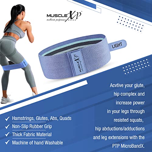 MuscleXP DrFitness+ Hip Loop Fabric Resistance Band for Women & Men, Hip Loop Band, for Added Strength, Muscle Growth, Exercise Usable in - Home & Gym, Blue (Light) 17-Inches - Image 3