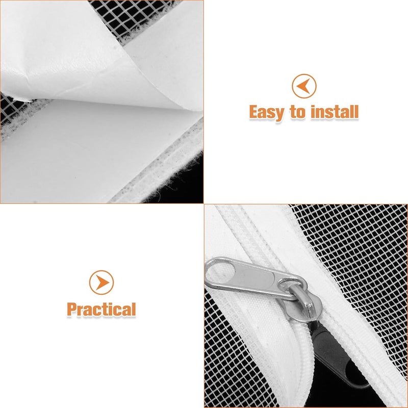 Pet Screen Door Zipper Cat Door Mesh Heavy-Duty White 90x200cm Indoor Pet Barrier Curtain for Cats and Dogs - Image 3