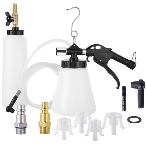 DASBET Pneumatic Brake Fluid Bleeder Tool with 4 Master Cylinder Adapters 90-120 PSI - Image 1