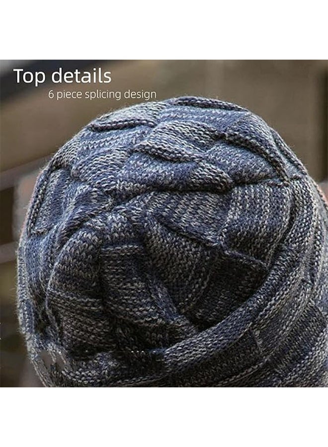 2pcs Men Winter Beanie Hats Scarf Set Warm Knit Hats Skull Cap Neck Warmer with Thick Fleece Lined Winter Outdoor Sports Hat Sets Black - Image 5