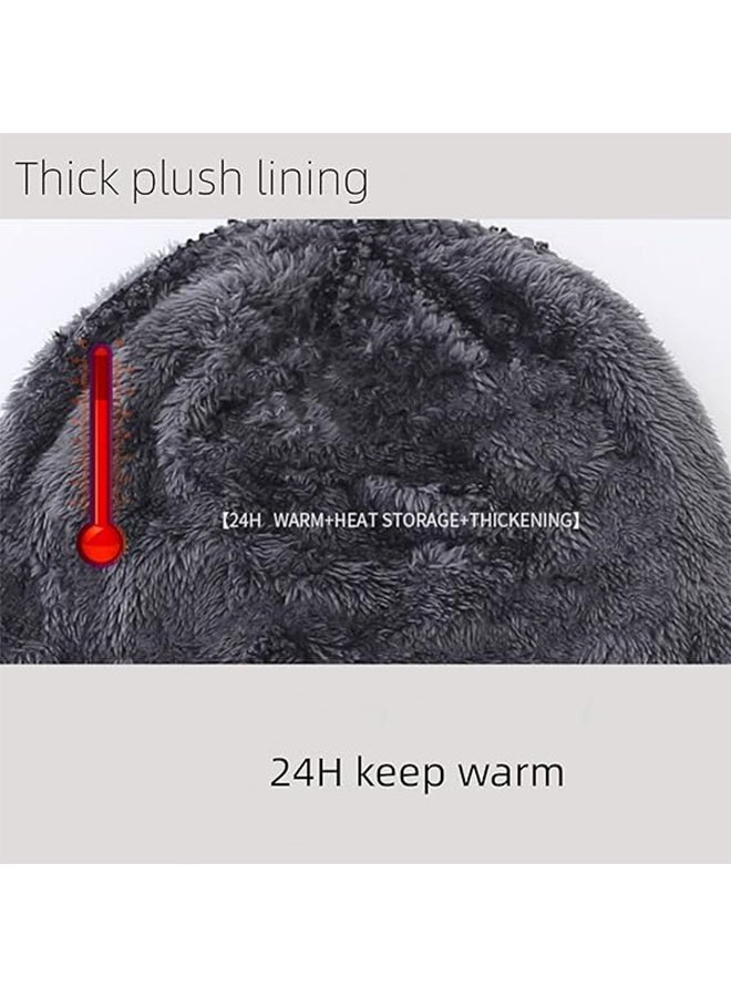 2pcs Men Winter Beanie Hats Scarf Set Warm Knit Hats Skull Cap Neck Warmer with Thick Fleece Lined Winter Outdoor Sports Hat Sets Black - Image 4