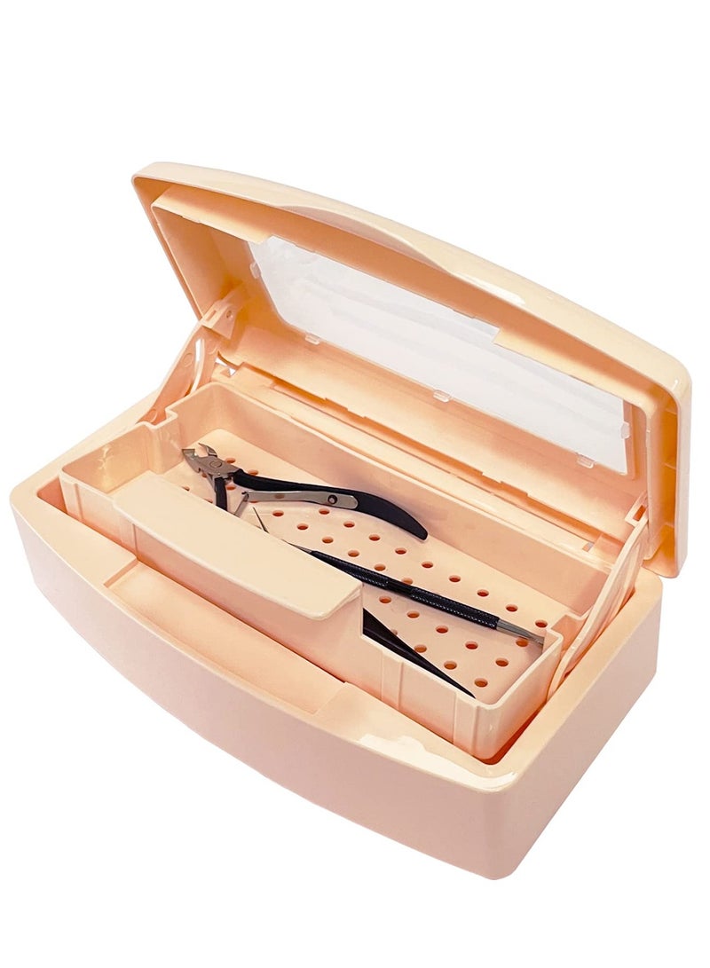 SYOSI صندوق تعقيم أدوات الأظافر علبة تعقيم بلاستيكية علبة مطهرة لتعقيم أدوات الأظافر ملاقط قاطع جلد الأظافر مقص علبة نظيفة تخزين لأدوات فن الأظافر - Image 1