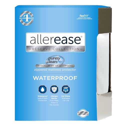 Aller-Ease AllerEase Waterproof Mattress Protector Stain Protection Queen Size Allergen Barrier Hot Water Washable Machine Washable Durable Zippered Knit Mattress Cover Stretch Corners (White) - Image 1