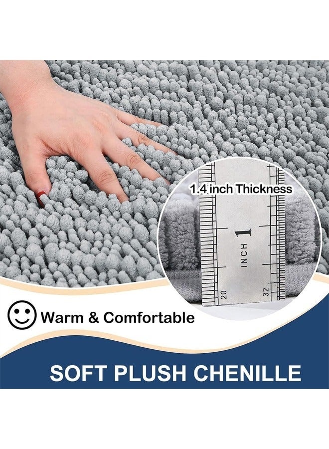 يلا جوي سجادة حمام فاخرة من الشنيل، سجاد حمام سميك وناعم للغاية وذو قدرة امتصاص عالية، سجاد حمام مخملي غير قابل للانزلاق وقابل للغسل والتجفيف في الغسالة، مناسب للحمام والدش وحوض الاستحمام (24 بوصة × 16 بوصة، رمادي) - Image 5