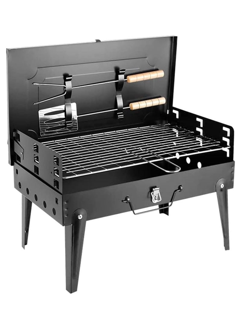 BJM Folding Campfire Grill, Portable and foldable, easy to carry, with grill fork + shovel, suitable for outdoor barbecues, indoor and outdoor parties, short trips - Image 1