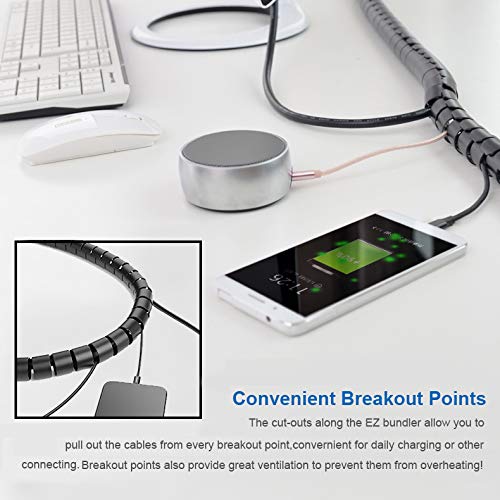 Reliancer 10FT Cable Management Sleeve Cord Bundler 0.8" Diameter w/Zip Clip Zipper Wire Wrap Cord Organizer Cable Tube Hider Flexible & Expandable Home & Office Wire Concealer for PC TV Computer Cinema - Image 5