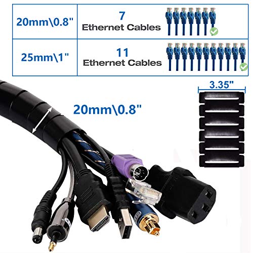Reliancer 10FT Cable Management Sleeve Cord Bundler 0.8" Diameter w/Zip Clip Zipper Wire Wrap Cord Organizer Cable Tube Hider Flexible & Expandable Home & Office Wire Concealer for PC TV Computer Cinema - Image 2
