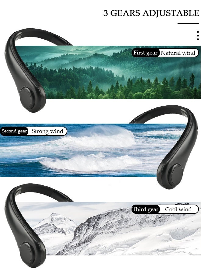 DUNISO Portable Neck Fan, Hands Free Bladeless Neck Fan, 3 Speeds Adjustable USB Rechargeable Battery Powered Personal Neck Fan for Office, Travel, Sports, Household, Outdoor - Image 5