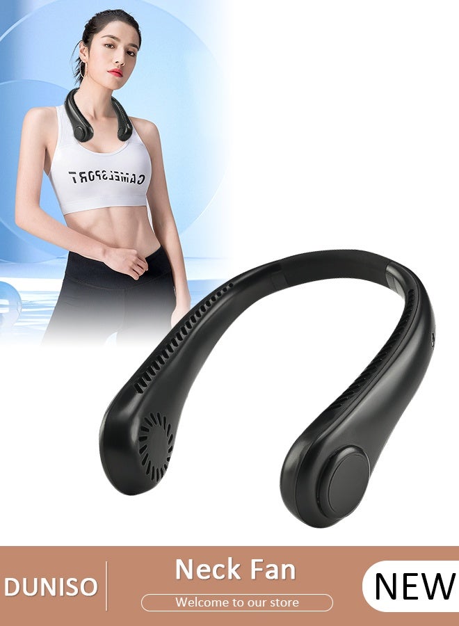 DUNISO Portable Neck Fan, Hands Free Bladeless Neck Fan, 3 Speeds Adjustable USB Rechargeable Battery Powered Personal Neck Fan for Office, Travel, Sports, Household, Outdoor - Image 1