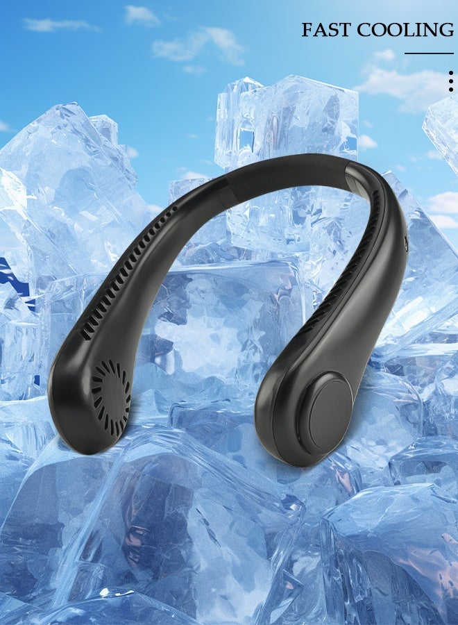 DUNISO Portable Neck Fan, Hands Free Bladeless Neck Fan, 3 Speeds Adjustable USB Rechargeable Battery Powered Personal Neck Fan for Office, Travel, Sports, Household, Outdoor - Image 4