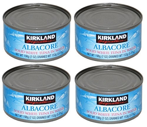 Costco Kirkland Albacore Solid White Tuna in Water  Pack of 4 Cans Each can 190g  7oz - Image 1