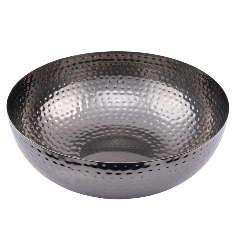Creative CoOp Round Hammered Metal Bowl Oxidized Silver