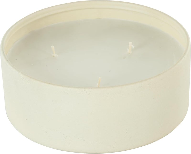 Deco 79 Metal Decorative Candle Floral Paradise Scented Textured 22oz 3 Wick Aromatherapy Candle with White Wax, Wax Aromatherapy Candle 6" x 6" x 3", Cream