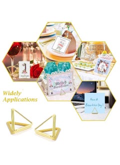 Excefore Place Card Holders 24 Pack Triangle Shape Table Card Holders Wedding Table Number Holders Photo Holder Pictures Stand Clips for Place Cards Weddings Anniversary Party Office Desk Name  - Image 3