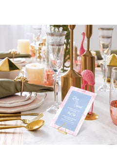 Excefore Place Card Holders 24 Pack Triangle Shape Table Card Holders Wedding Table Number Holders Photo Holder Pictures Stand Clips for Place Cards Weddings Anniversary Party Office Desk Name  - Image 2
