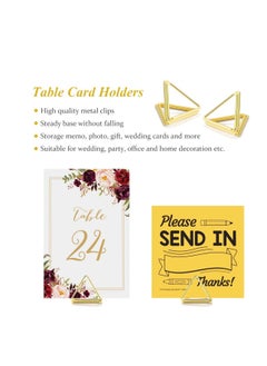 Excefore Place Card Holders 24 Pack Triangle Shape Table Card Holders Wedding Table Number Holders Photo Holder Pictures Stand Clips for Place Cards Weddings Anniversary Party Office Desk Name  - Image 5