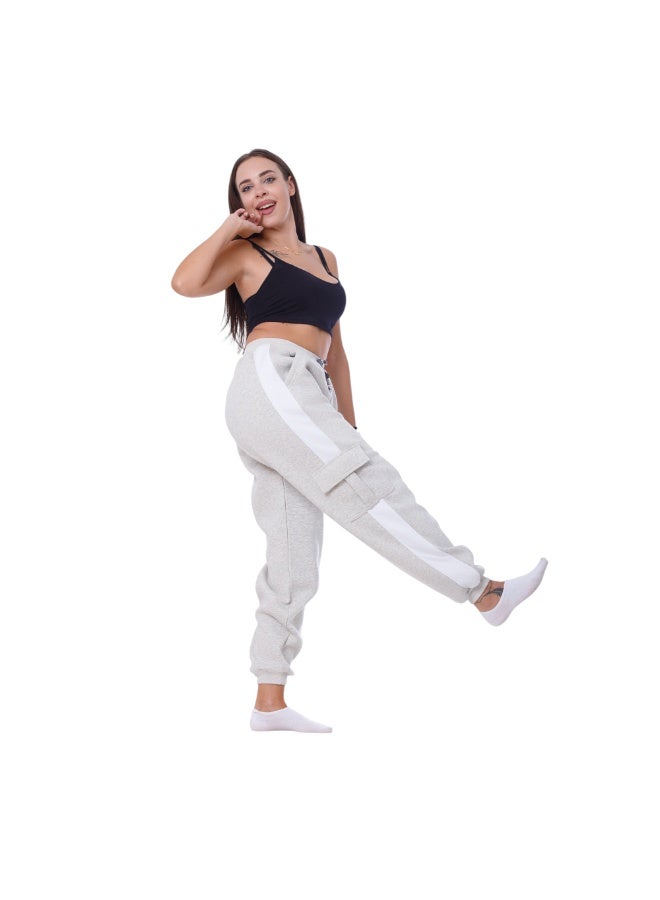 zecotex  Women's Casual Milton Sweatpants - Heavy Fabric with Side Pockets & Drawstring Waist - Trendy Beige Color. - Image 2