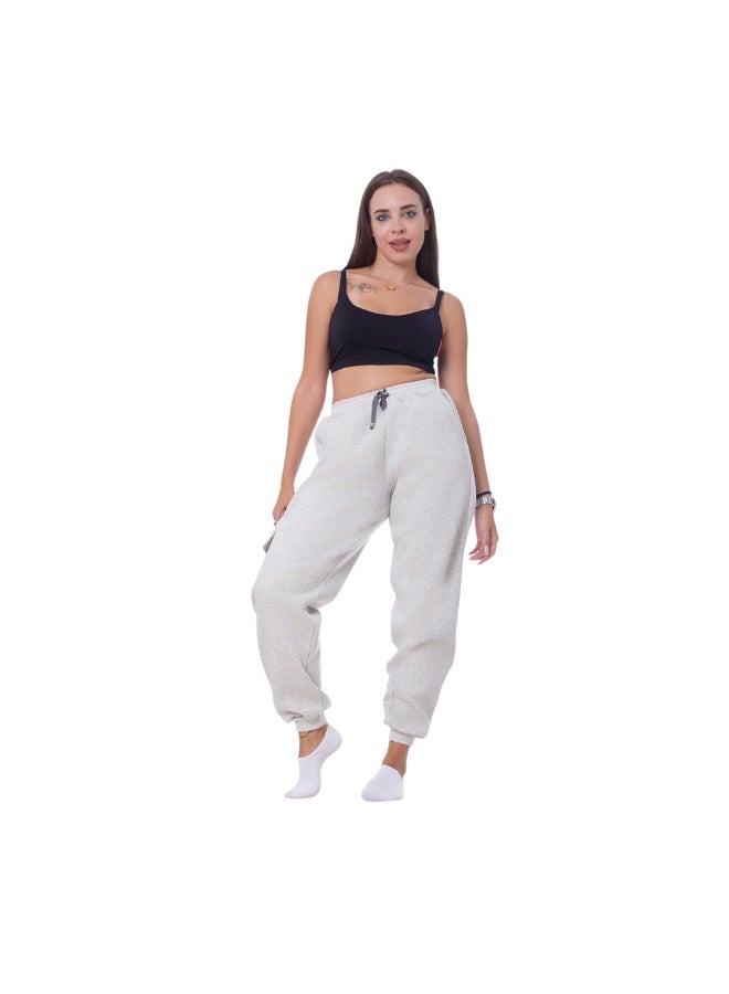 zecotex  Women's Casual Milton Sweatpants - Heavy Fabric with Side Pockets & Drawstring Waist - Trendy Beige Color. - Image 1