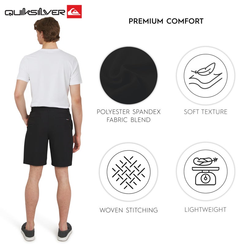 Quiksilver Men's Regular Fit Fixed Waist Water Friendly Active Hybrid Shorts, Solid Design - Black, 36 - Image 3