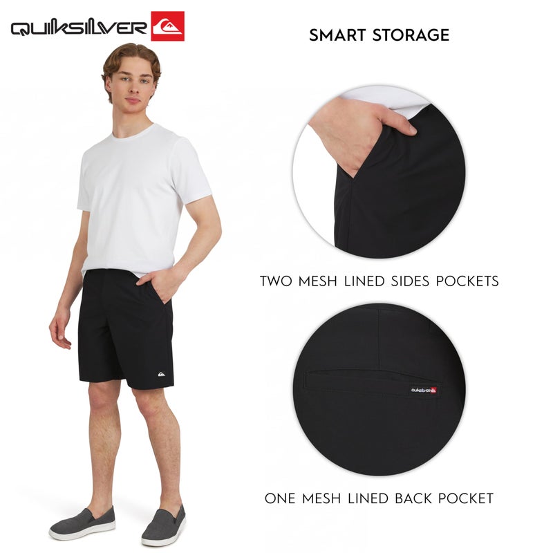 Quiksilver Men's Regular Fit Fixed Waist Water Friendly Active Hybrid Shorts, Solid Design - Black, 36 - Image 5