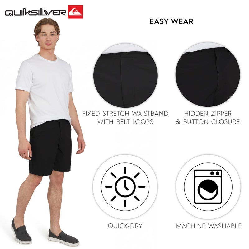 Quiksilver Men's Regular Fit Fixed Waist Water Friendly Active Hybrid Shorts, Solid Design - Black, 36 - Image 4