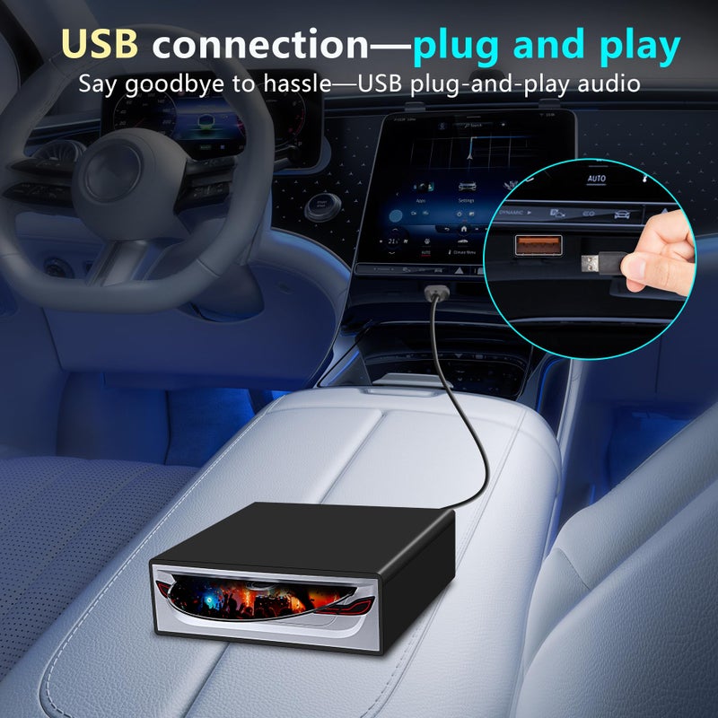 LSLYA Portable External CD Player for Car - Plug and Play Universal USB CD Drive, Compatible with Android 4.4+/TV/MacBook Pro/Laptop/Desktop, Plug & Play - Image 4