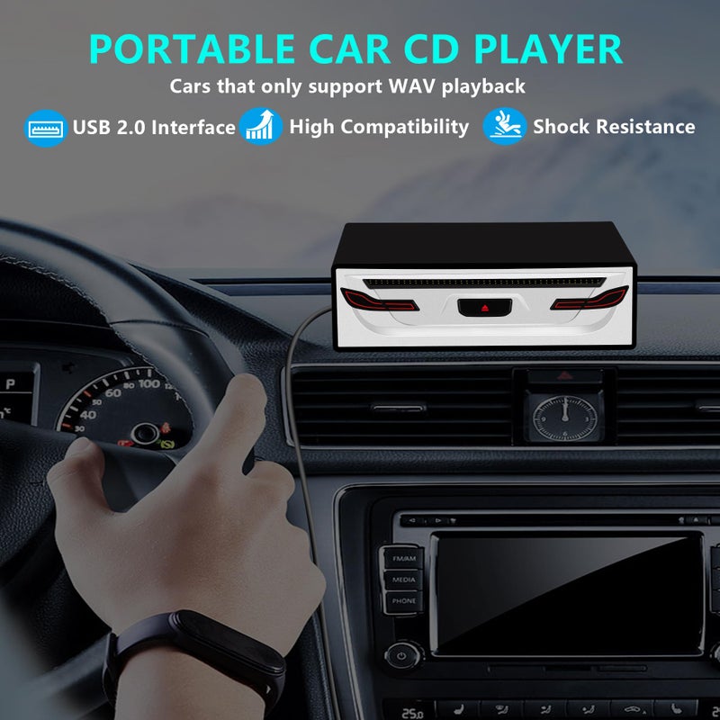 LSLYA Portable External CD Player for Car - Plug and Play Universal USB CD Drive, Compatible with Android 4.4+/TV/MacBook Pro/Laptop/Desktop, Plug & Play - Image 5