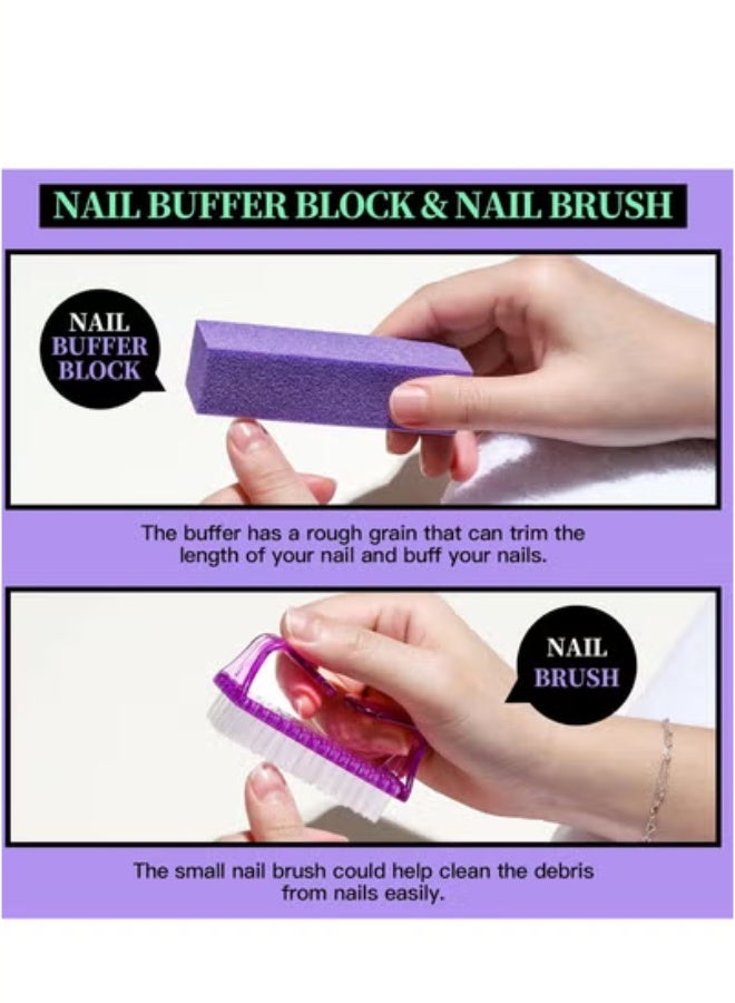 General Manicure and Pedicure Tools Kit, Nail Files 100/180, Nail Buffer Block, Nail Cuticle Nippers, Cuticle Pusher, Cuticle Peeler, Nail Lifter for Ingrown Toenails, Toenail File, Purple  - Image 3