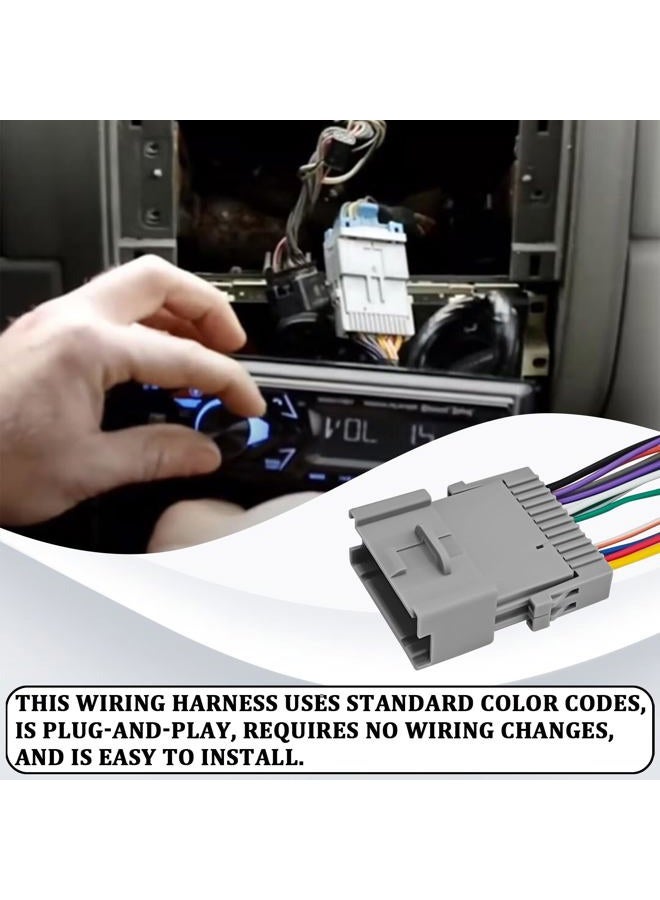SWQS 3PCS Car Radio Wiring Harness Adapter Kit, Aftermarket Stereo CD Player Receiver Adapter, Modified Pigtail Connector Plug Compatible with Chevy Silverado Chrysler Hummer Buick Suzuki (Gray) - Image 4