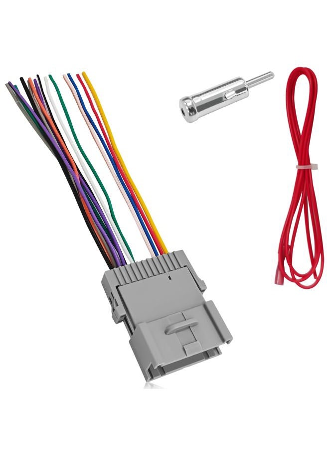 SWQS 3PCS Car Radio Wiring Harness Adapter Kit, Aftermarket Stereo CD Player Receiver Adapter, Modified Pigtail Connector Plug Compatible with Chevy Silverado Chrysler Hummer Buick Suzuki (Gray) - Image 1