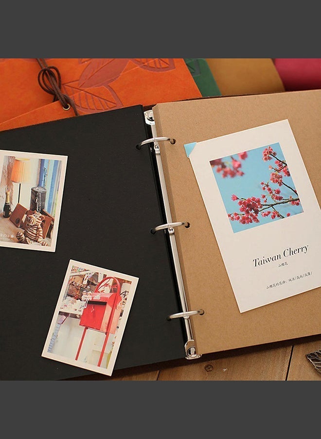 NIBEMINENT 60 Pages Leather Hand Scrapbook DIY Photo Album Book For FujiFilm Instax Mini Brown - Image 2