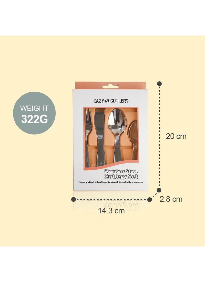 Eazy Kids - Set of 4 Cutlery (Spoon, Fork, Knife & Tea Spoon) w/ Silicon Pouch – Grey - Image 1