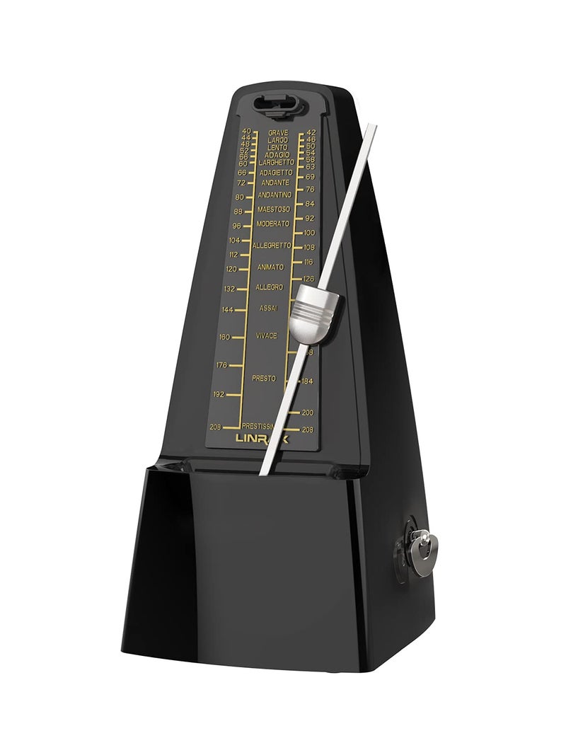 Linrax M1 Mechanical Metronome for Piano Guitar Bass Ukulele Drum Violin Cello Saxophone Trumpet and Other Musical Instruments, Track Tempo and Beat, Loud Sound, High Precision, Black - Image 1