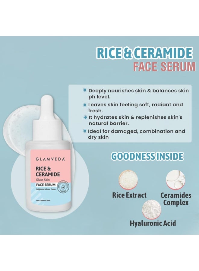 Glamveda Rice & Ceramide Face Serum & Moisturizer Combo for Dry & Sensitive Skin | Deep Hydration, Skin Barrier Repair & Nourishment | For Men & Women - Image 2
