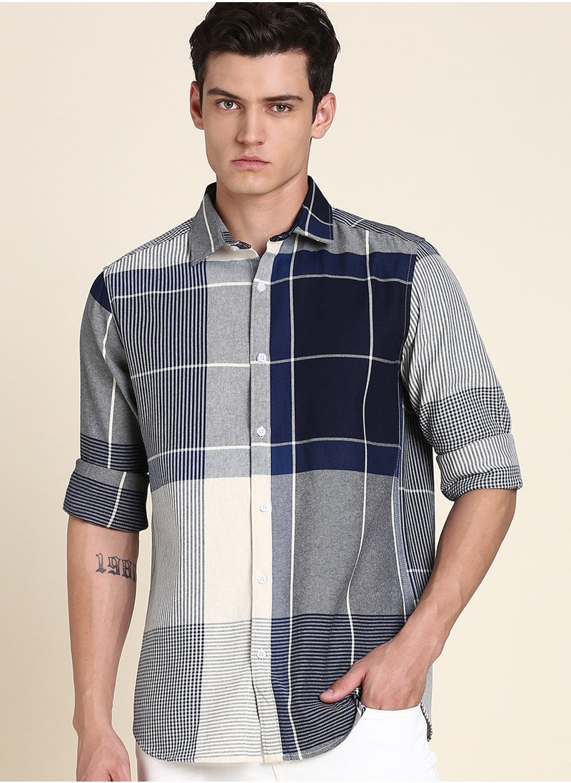 Dennis Lingo Blue Casual Shirt for Men - Slim Fit, Cotton  - Image 1