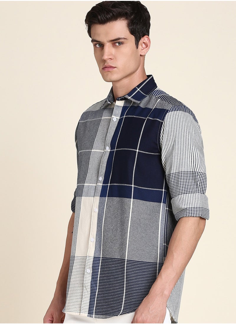 Dennis Lingo Blue Casual Shirt for Men - Slim Fit, Cotton  - Image 5