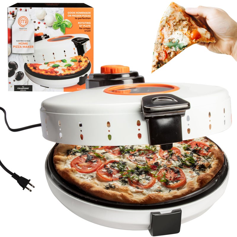MasterChef Electric 12" Pizza Maker- Cook Homemade Calzones, Quesadillas, Cookies- Rotating Nonstick Hot Plate for Even Baking- Adjustable Temp Control for Crispy Crust- Party Activity Christmas Gift - Image 1