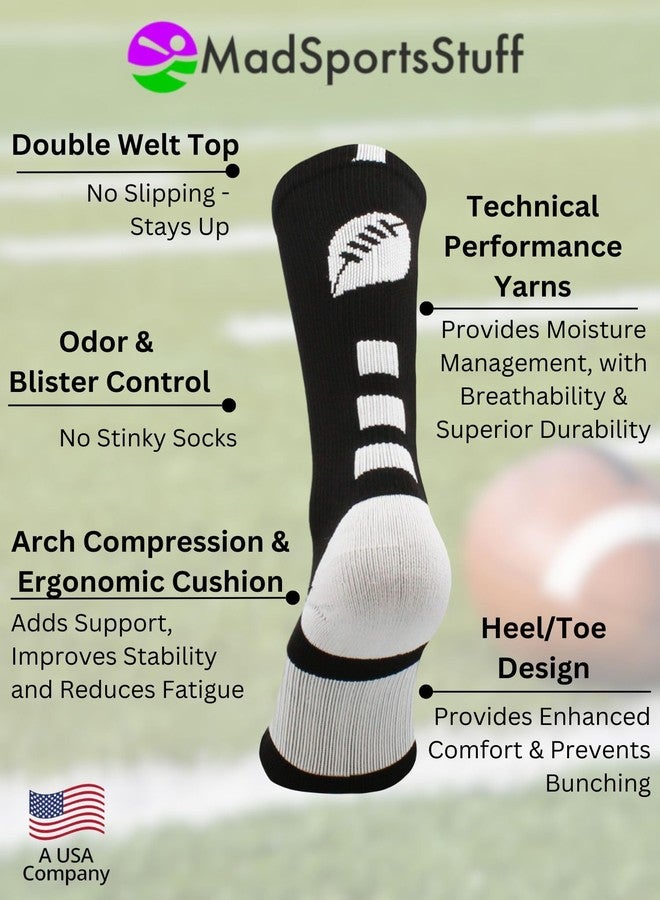 جوارب MadSportsStuff لكرة القدم بشعار (أسود/أبيض، صغير) - Image 4