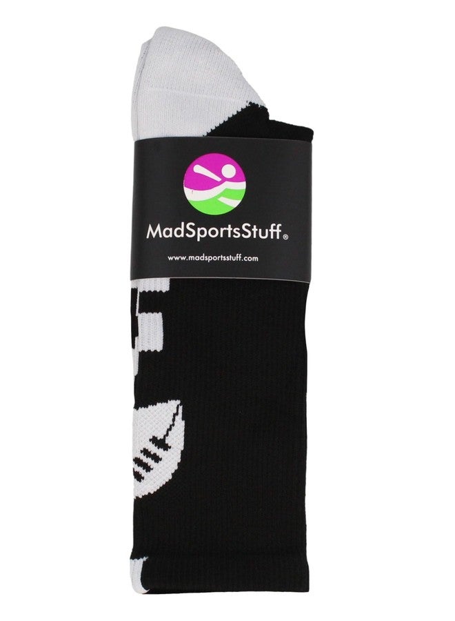 جوارب MadSportsStuff لكرة القدم بشعار (أسود/أبيض، صغير) - Image 3
