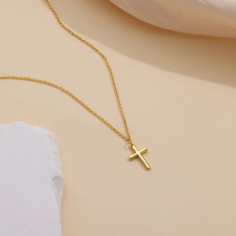Poxtex Small Cross Necklace for Women Tiny Cross Pendant Choker Jewelry14K Gold Plated Jewelry Dainty Simple Cross Necklace Easter Gifts for Women Girls - Image 5