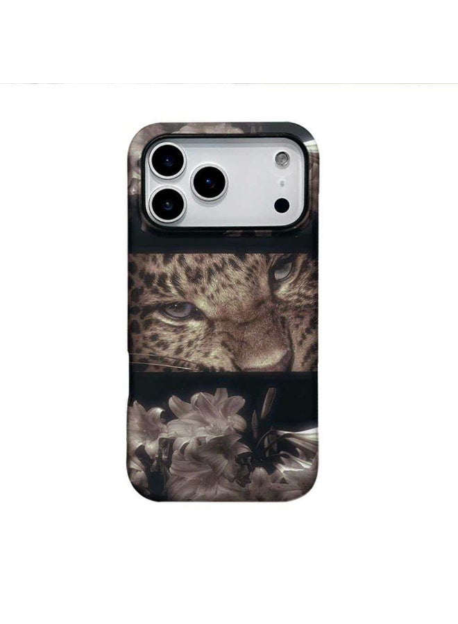 iPhone 17 Pro Max Vintage Leopard Eye & Flower Case, Luxury Hard Cover - Image 3