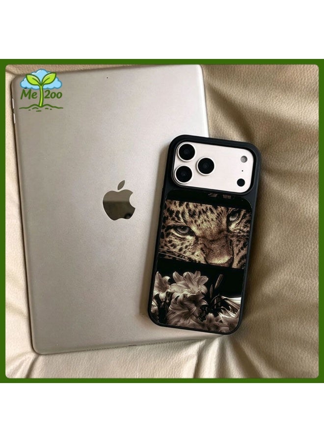 iPhone 17 Pro Max Vintage Leopard Eye & Flower Case, Luxury Hard Cover - Image 1